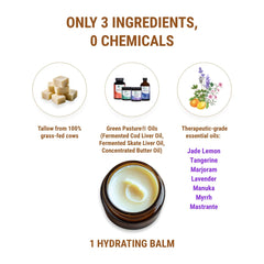 Vintage Tradition Epic Glow lavender oil bottle highlights calming scent for daily rituals.