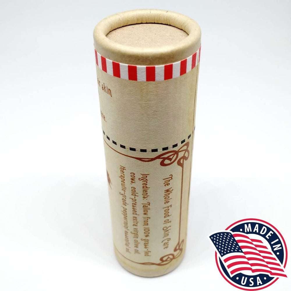 Vintage Tradition lip balm in a compact tube for on-the-go hydration