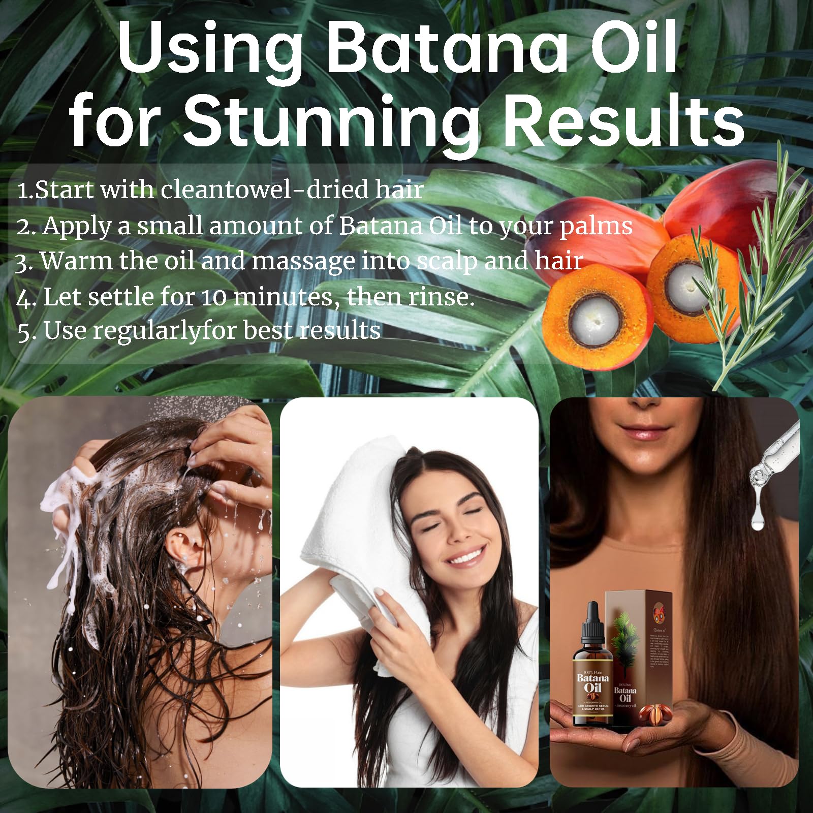 Viohead Batana Oil rosemary essence highlights natural antioxidant properties for hair.