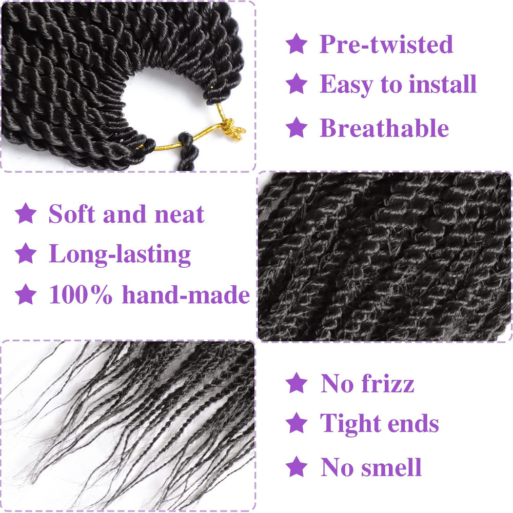 VIOLET Senegalese twist crochet hair 18 inch on head demonstrates versatile styling options.