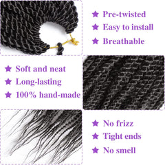 VIOLET Senegalese twist crochet hair 18 inch on head demonstrates versatile styling options.