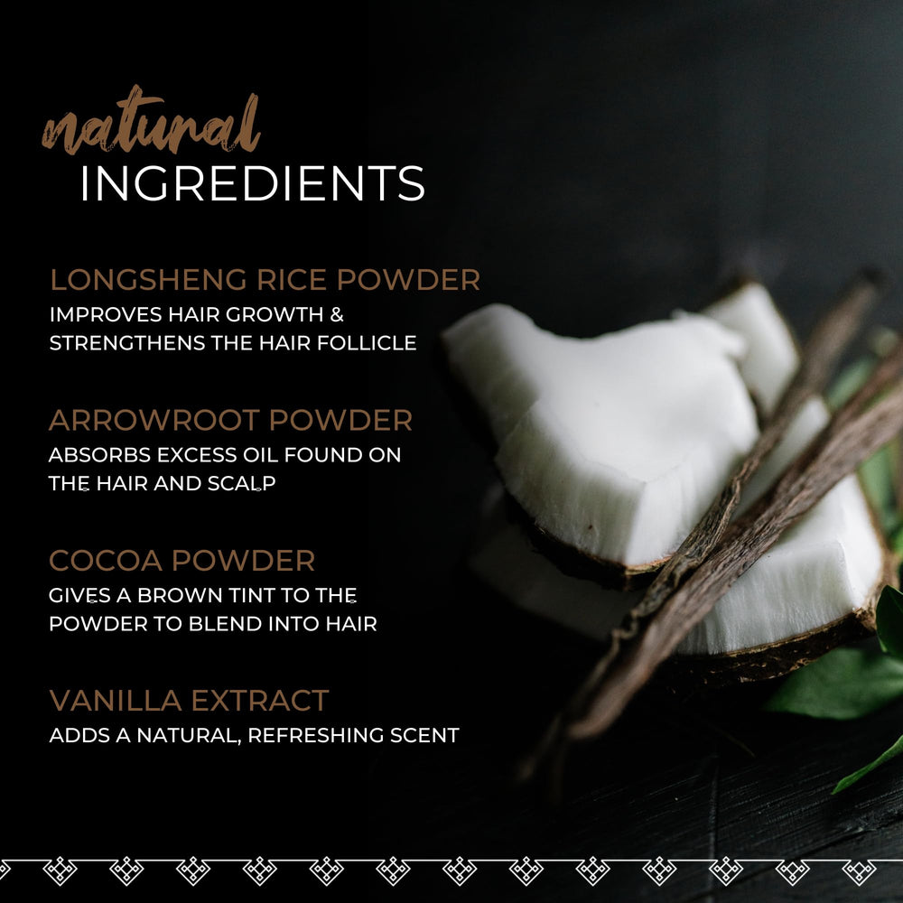Viori Dry Shampoo Powder Vanilla Coconut hair section demonstrates oil control and volume boost.
