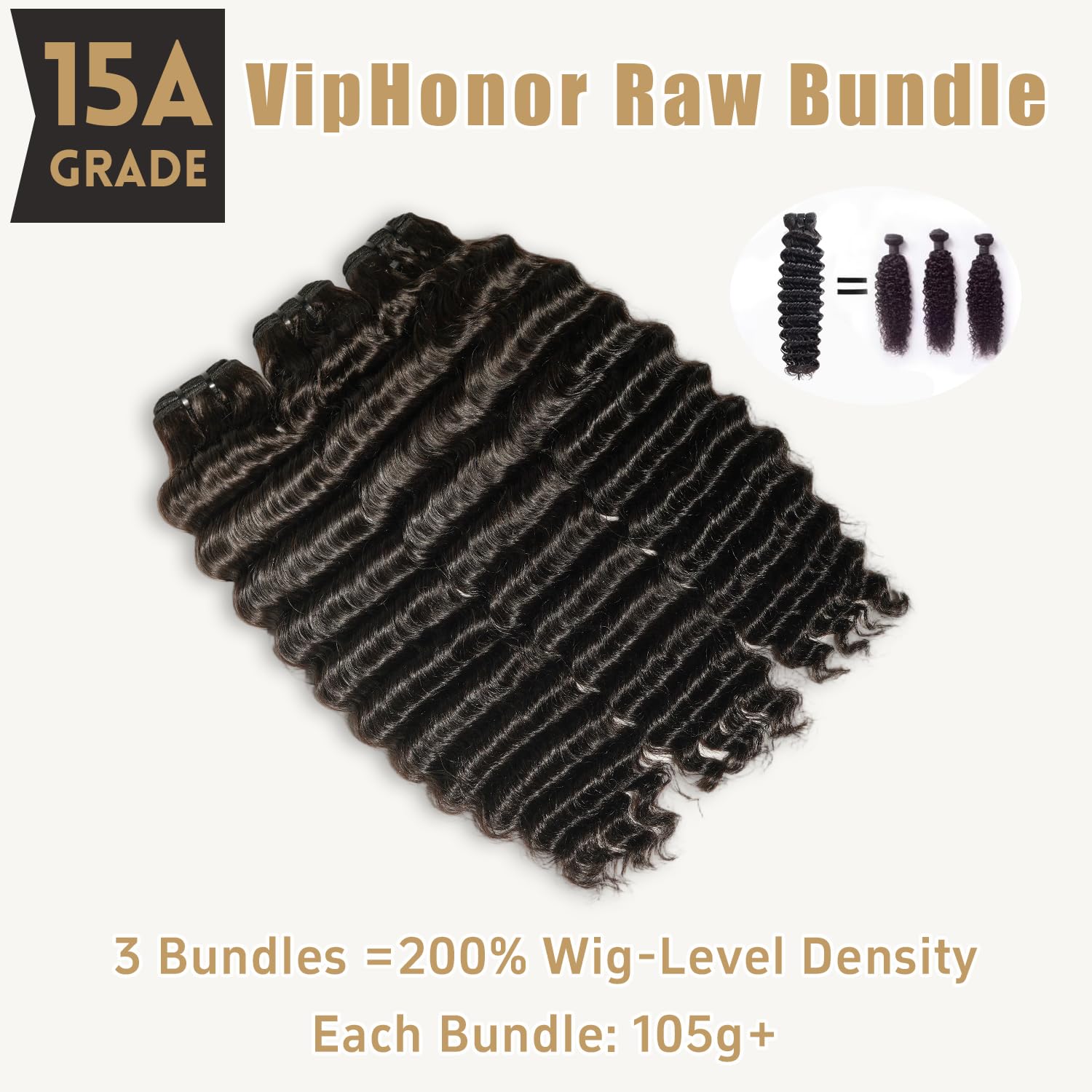 VipHonor 20-inch Deep Wave natural color for volume