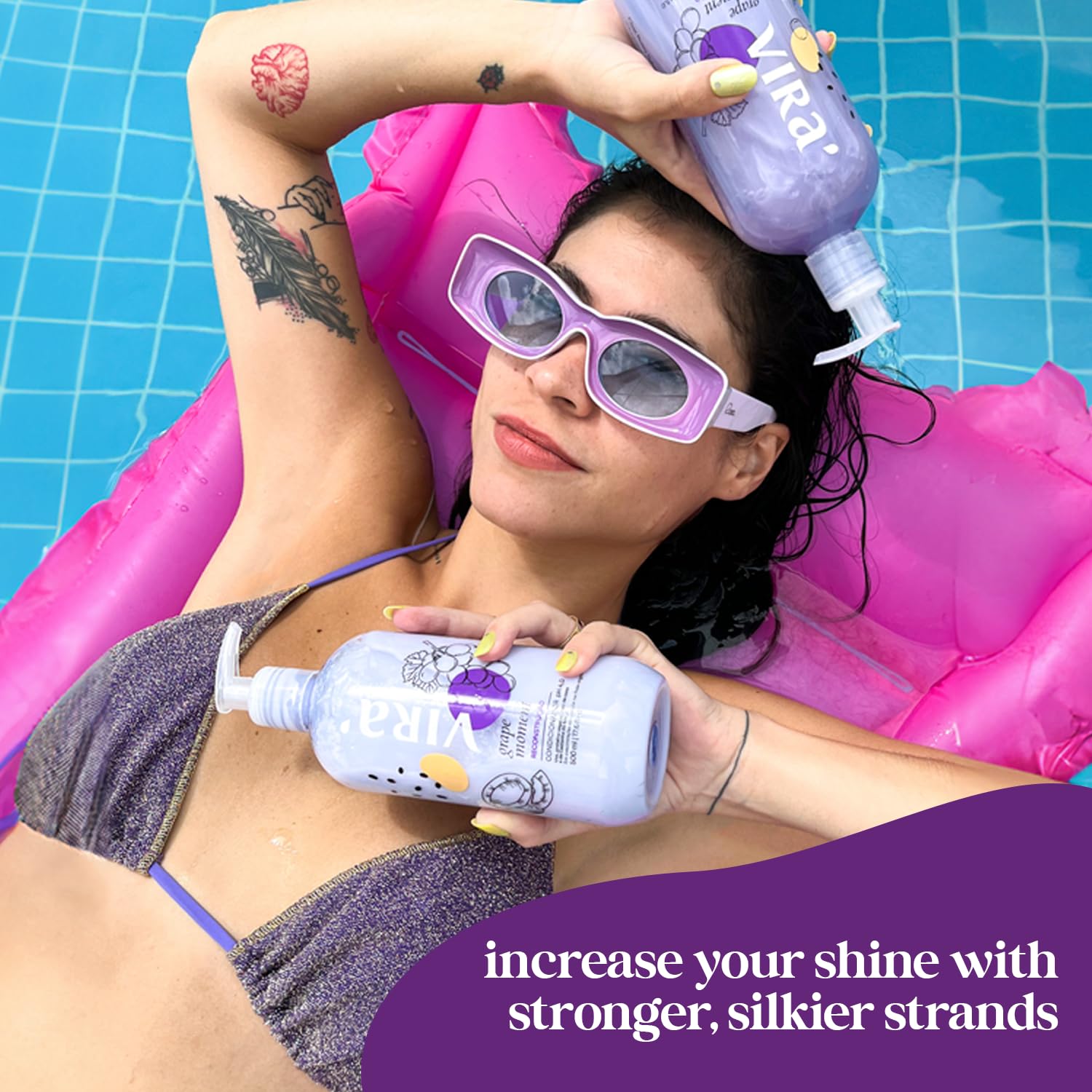 Virá triple hydration bottle highlighted for intense moisture.