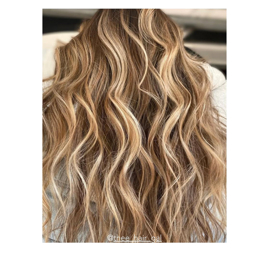 Virgo de Novo Extra Dark Purple Shampoo balayage hair showing brassy neutralization.