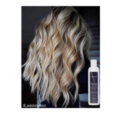 Virgo de Novo Extra Dark Purple Shampoo closeup label highlights premium formula.