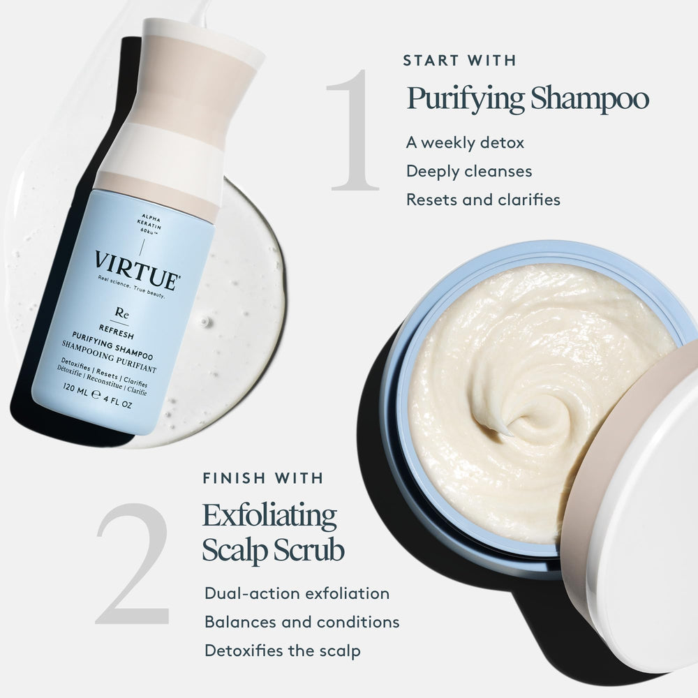 VIRTUE alpha-keratin 60ku nourishing component on packaging.
