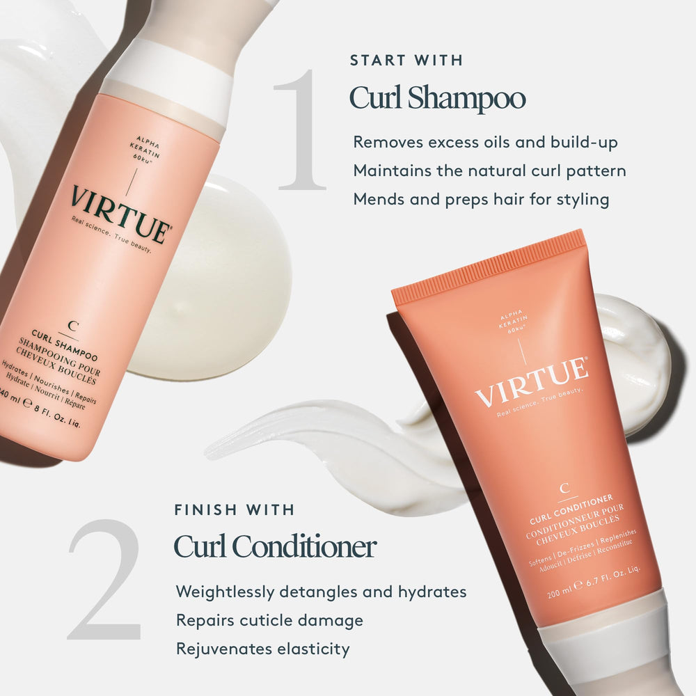 Virtue Curl Conditioner clean formula free from sulfates and parabens.