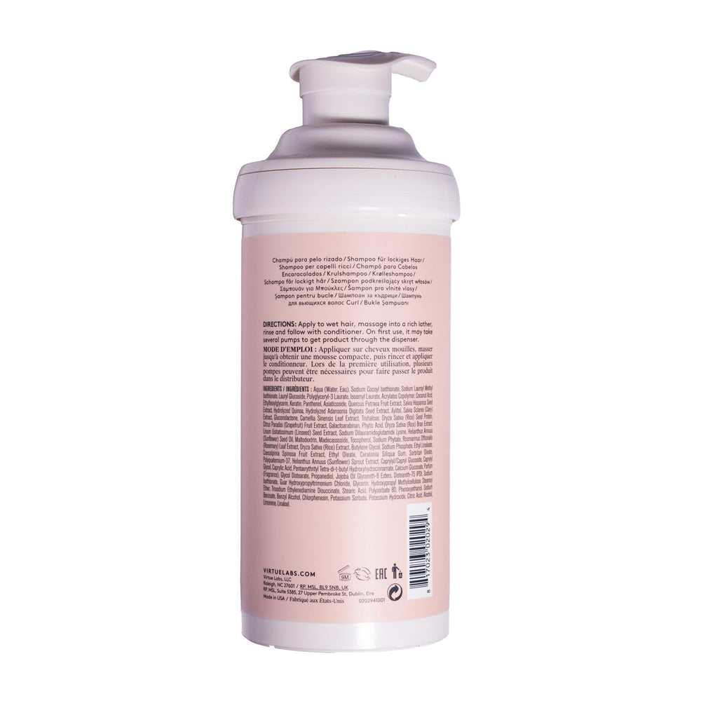 Wide range of textures from waves to coils with VIRTUE Curl Shampoo