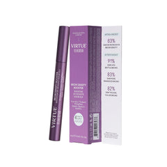 Virtue Flourish brow-density serum bottle ready for precise, fragrance-free application.