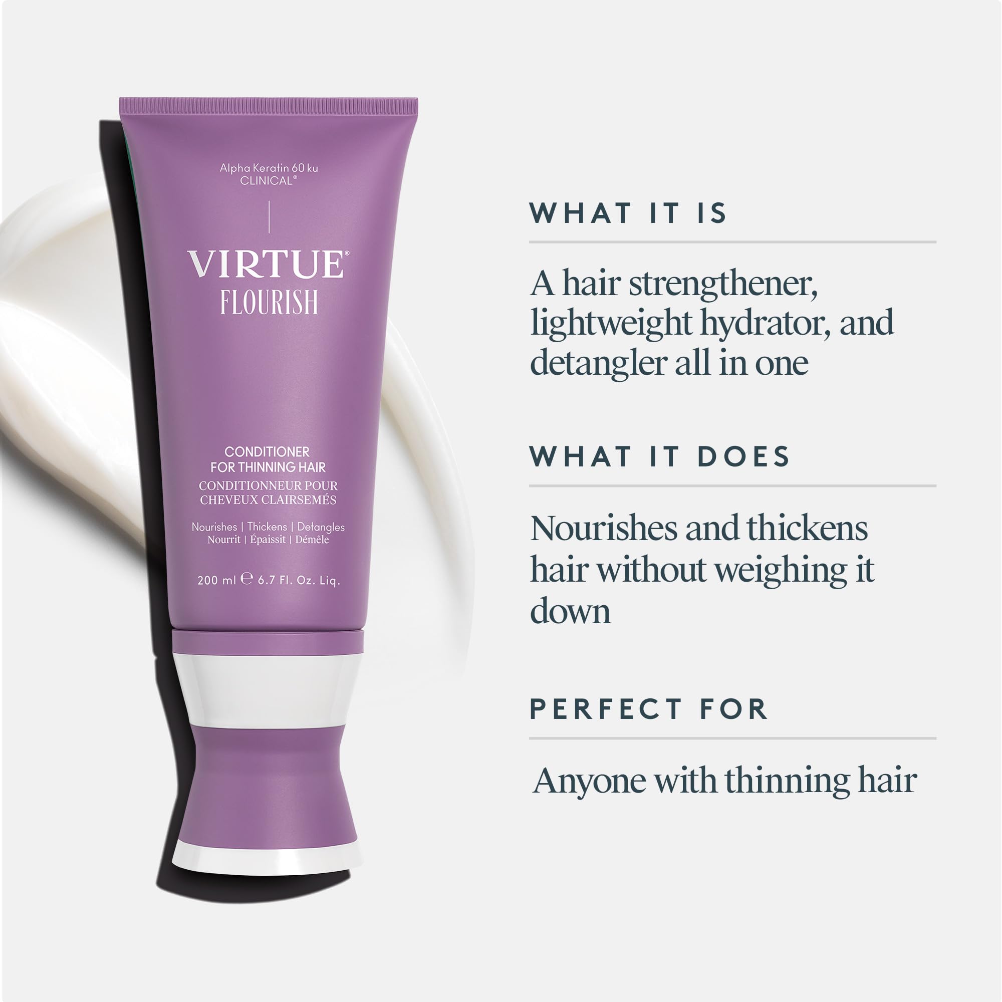 Color-treated hair benefits from a silicone-free Virtue Flourish formula.