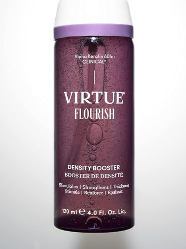 Virtue Flourish Density Booster application mist shown for easy daily use.