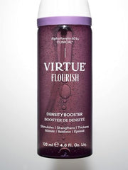 Virtue Flourish Density Booster application mist shown for easy daily use.