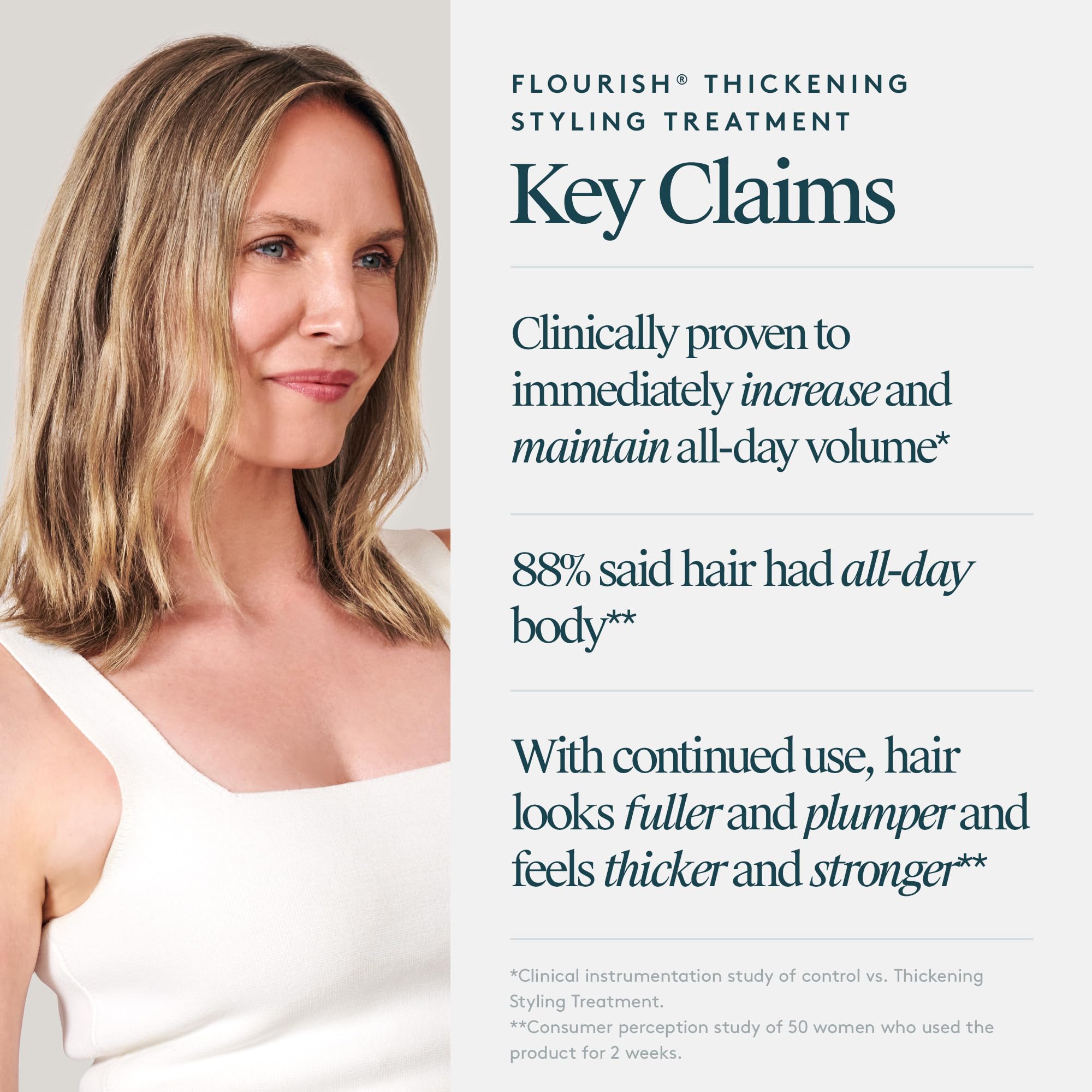 VIRTUE Flourish weightless formula for fine hair during styling.