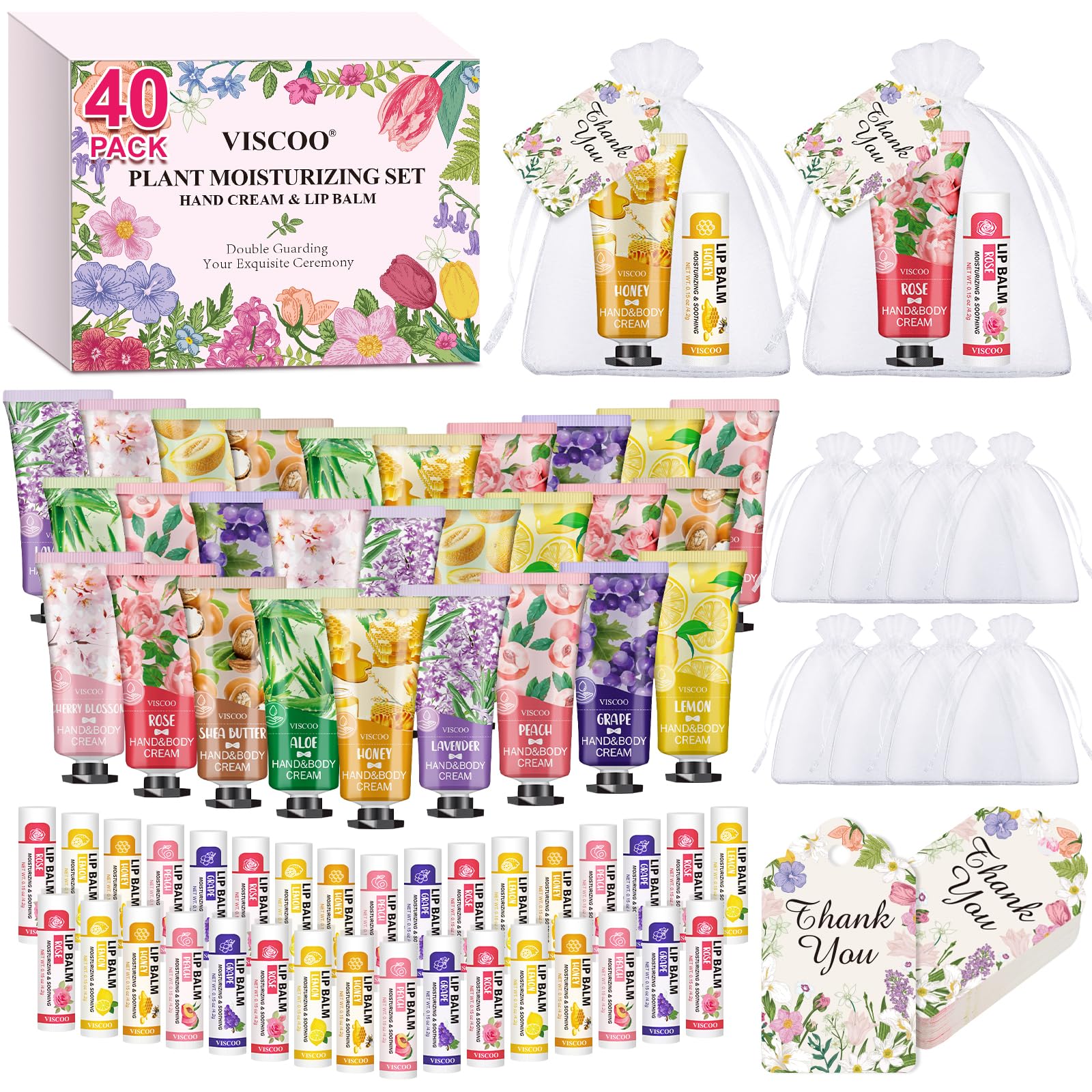 Viscoo 40-pack hand cream bulk set with assorted flavors for guest favors