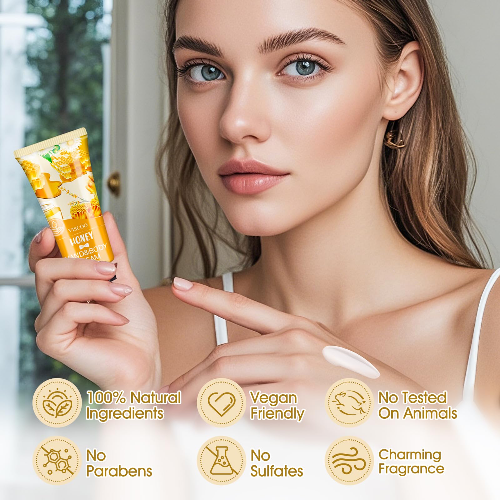 Viscoo chamomile hand cream with gentle formula and fast absorption.