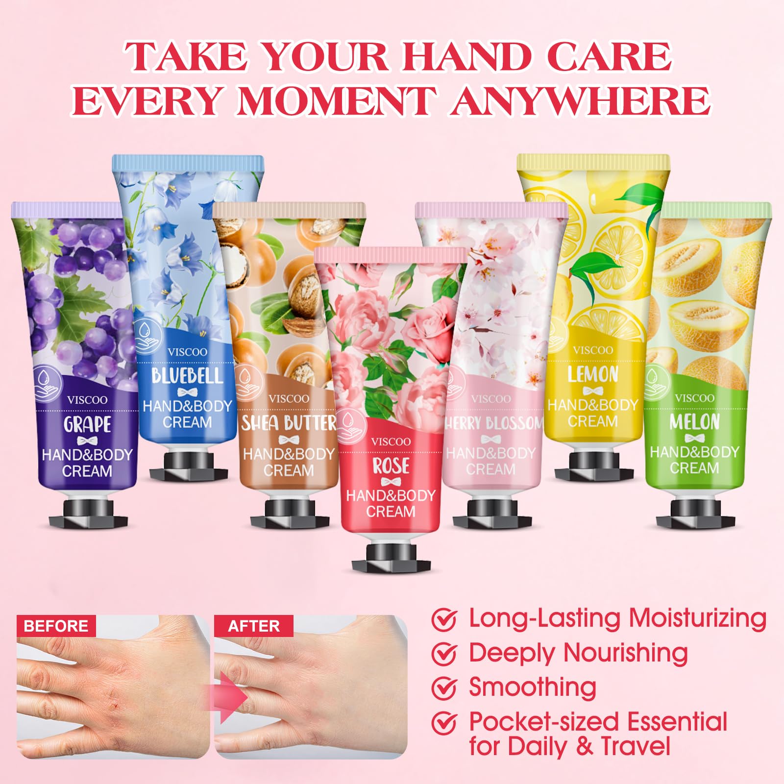 VISCOO Cherry Blossom hand cream offers silky feel and subtle scent.