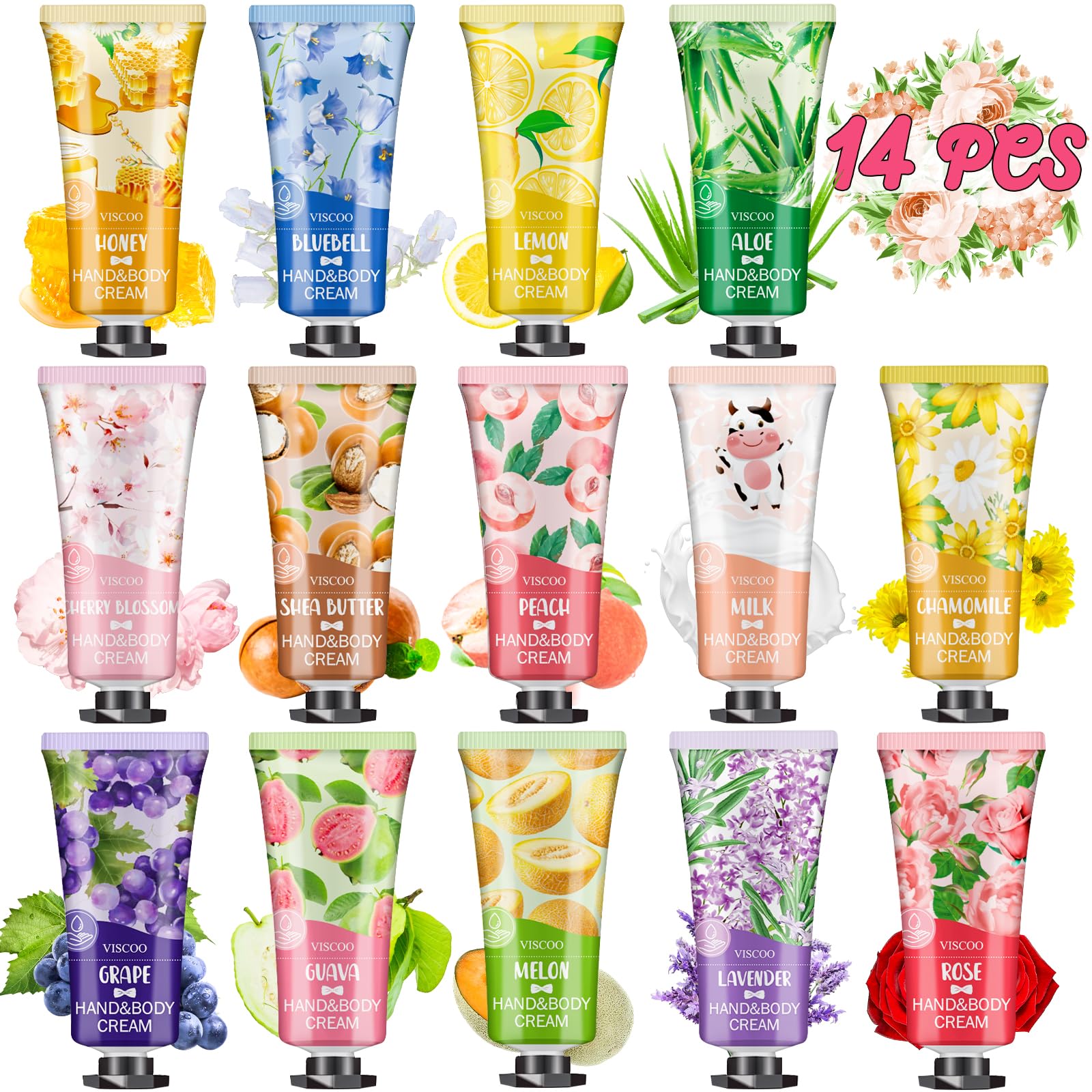 VISCOO rose hand cream tube for daily moisture and soft hands.