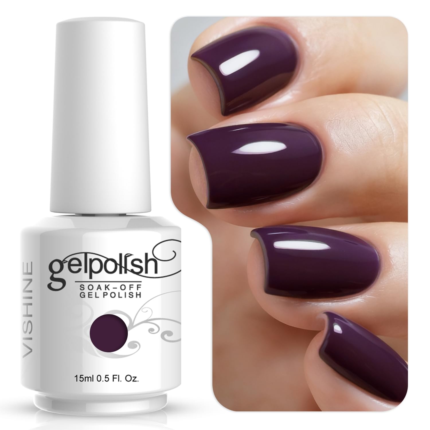 Vishine Gelpolish Purple 1417 bottle shown for rich salon-grade color and shine.