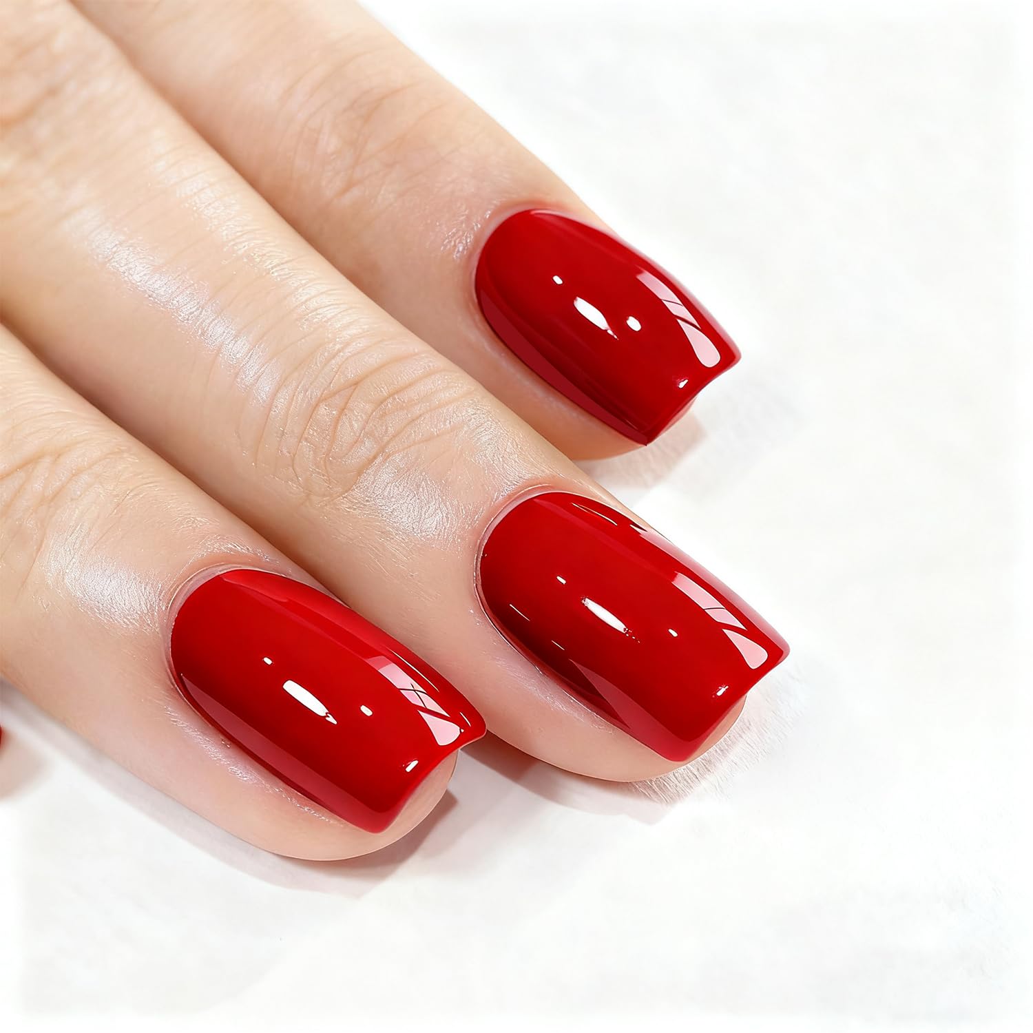 Vishine Gelpolish red cap and bottle shown for easy storage and color recognition.