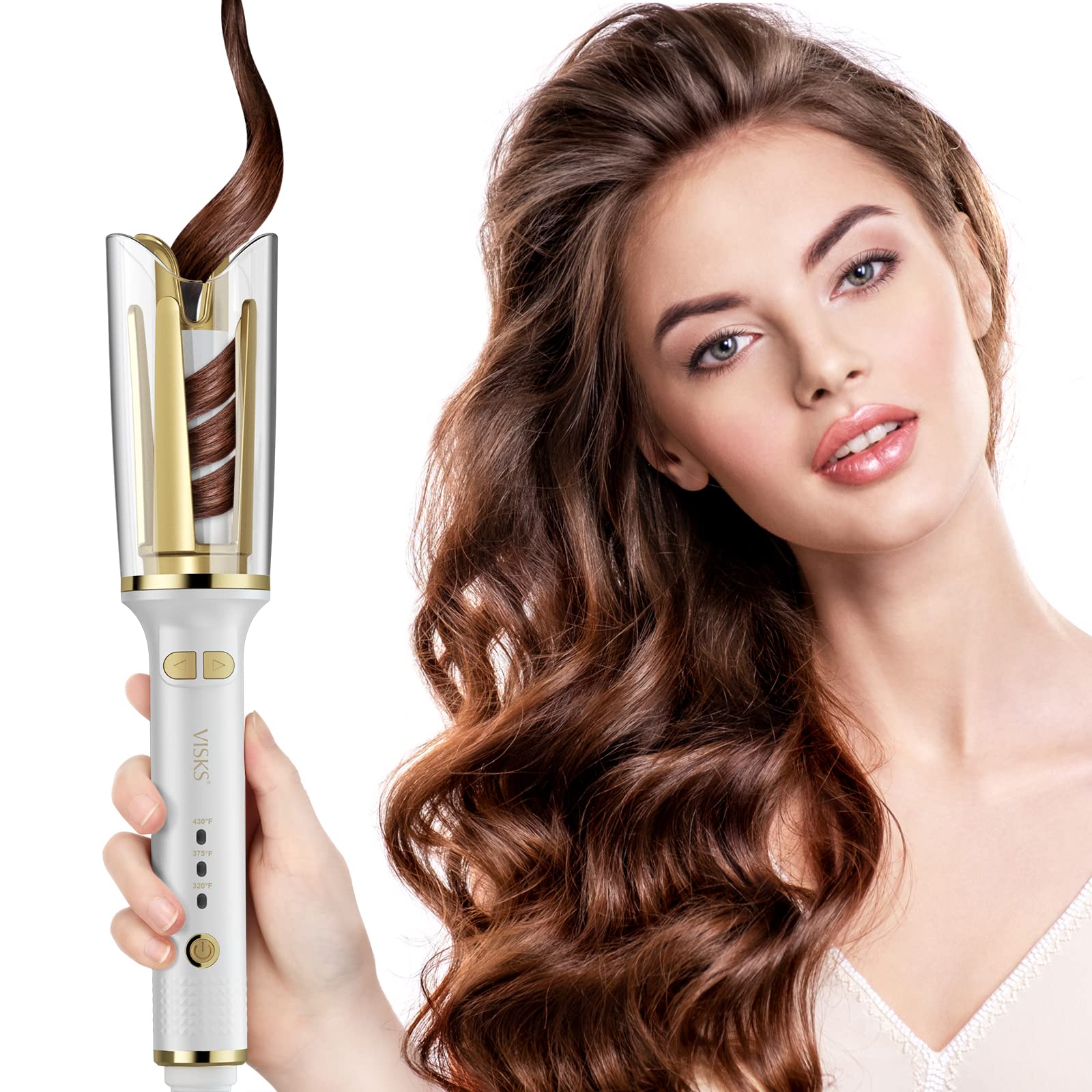 VISKS professional anti-tangle curling iron with 1 inch barrel for quick curls.