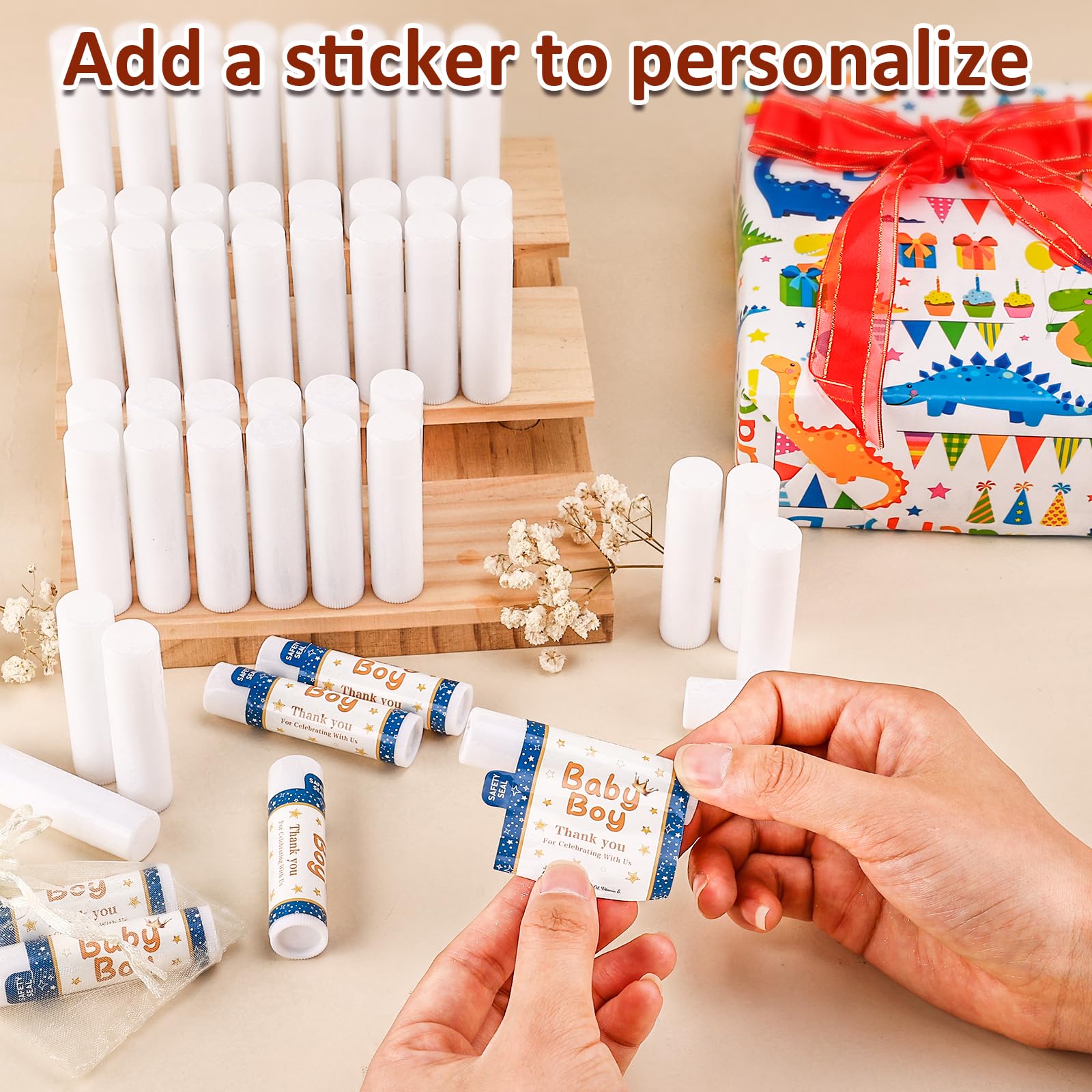 Bridal shower and wedding party favors with lip balm.