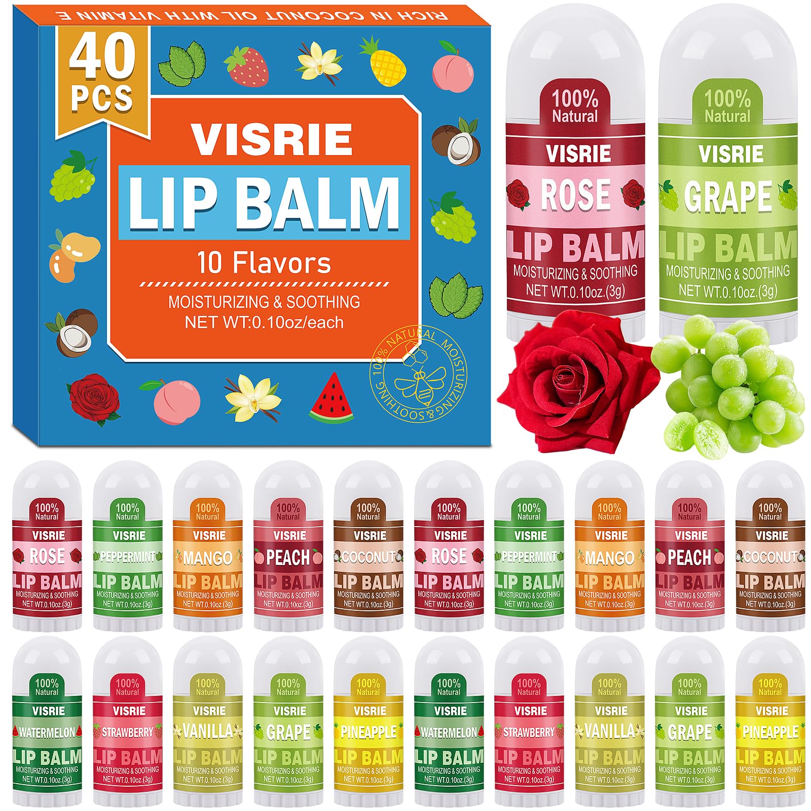 VISRIE Mini Lip Balm Apple flavor in packaging for convenient on-the-go lip care.