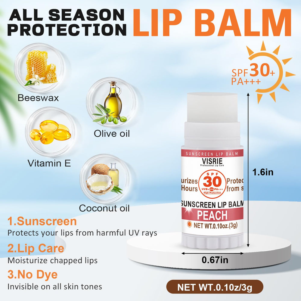 VISRIE SPF 30 Mango lip balm providing protection with tropical flavor.