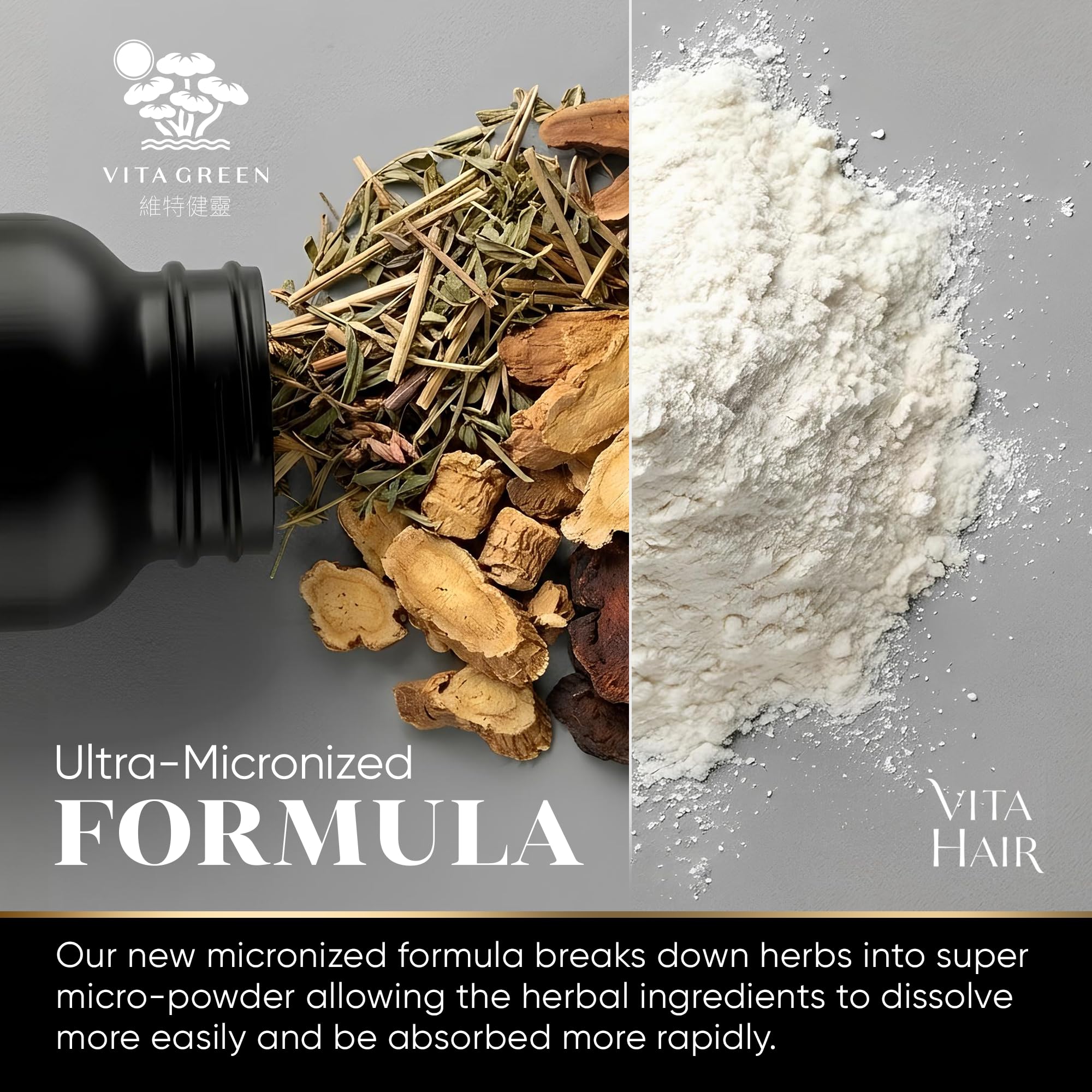 Vita Hair capsules closeup highlighting compact capsules for easy daily use.