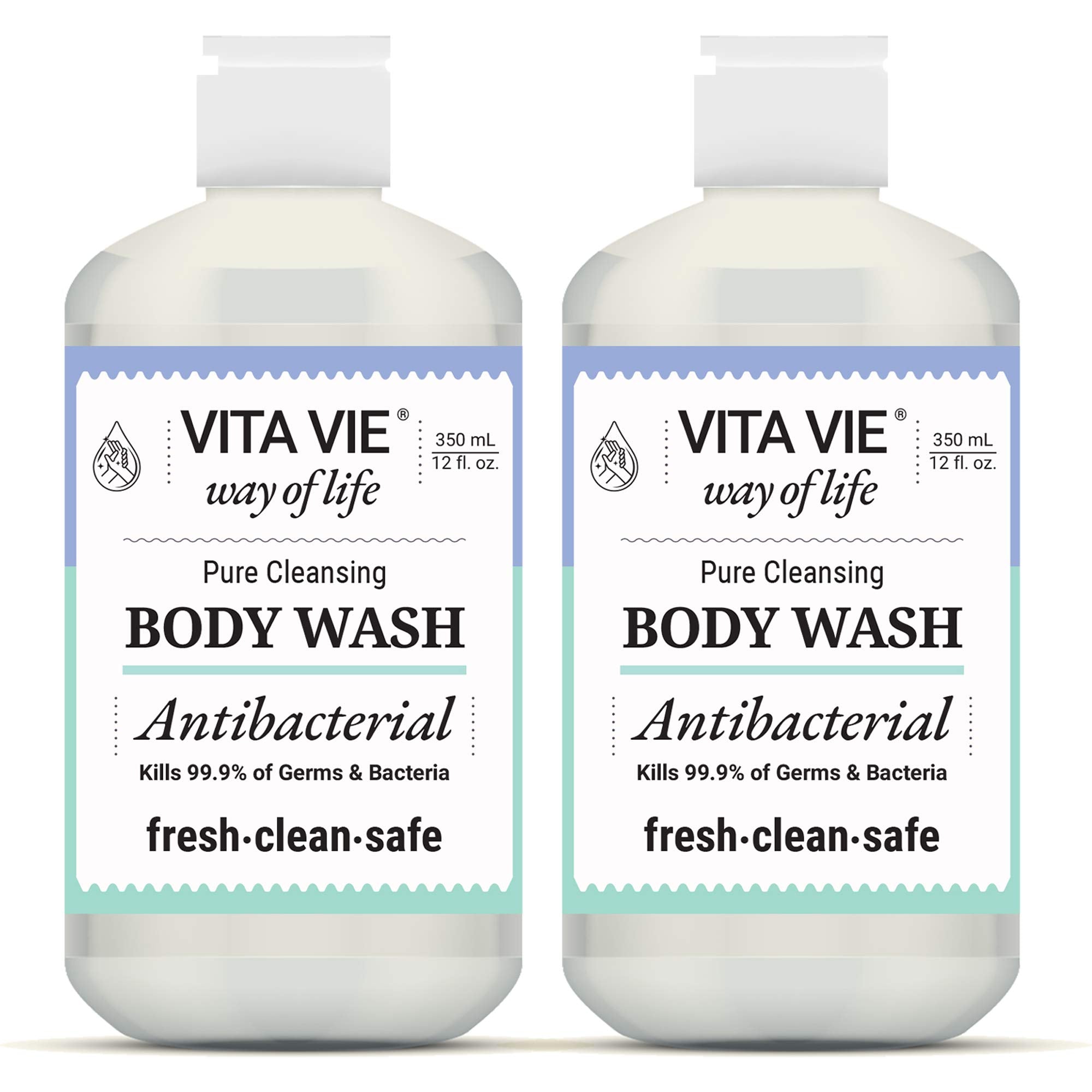 Vita Vie Lemon Body Wash bottle pour for a quick, refreshing cleanse.