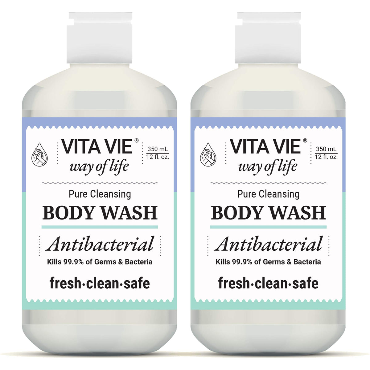 Vita Vie Lemon Body Wash bottle pour for a quick, refreshing cleanse.