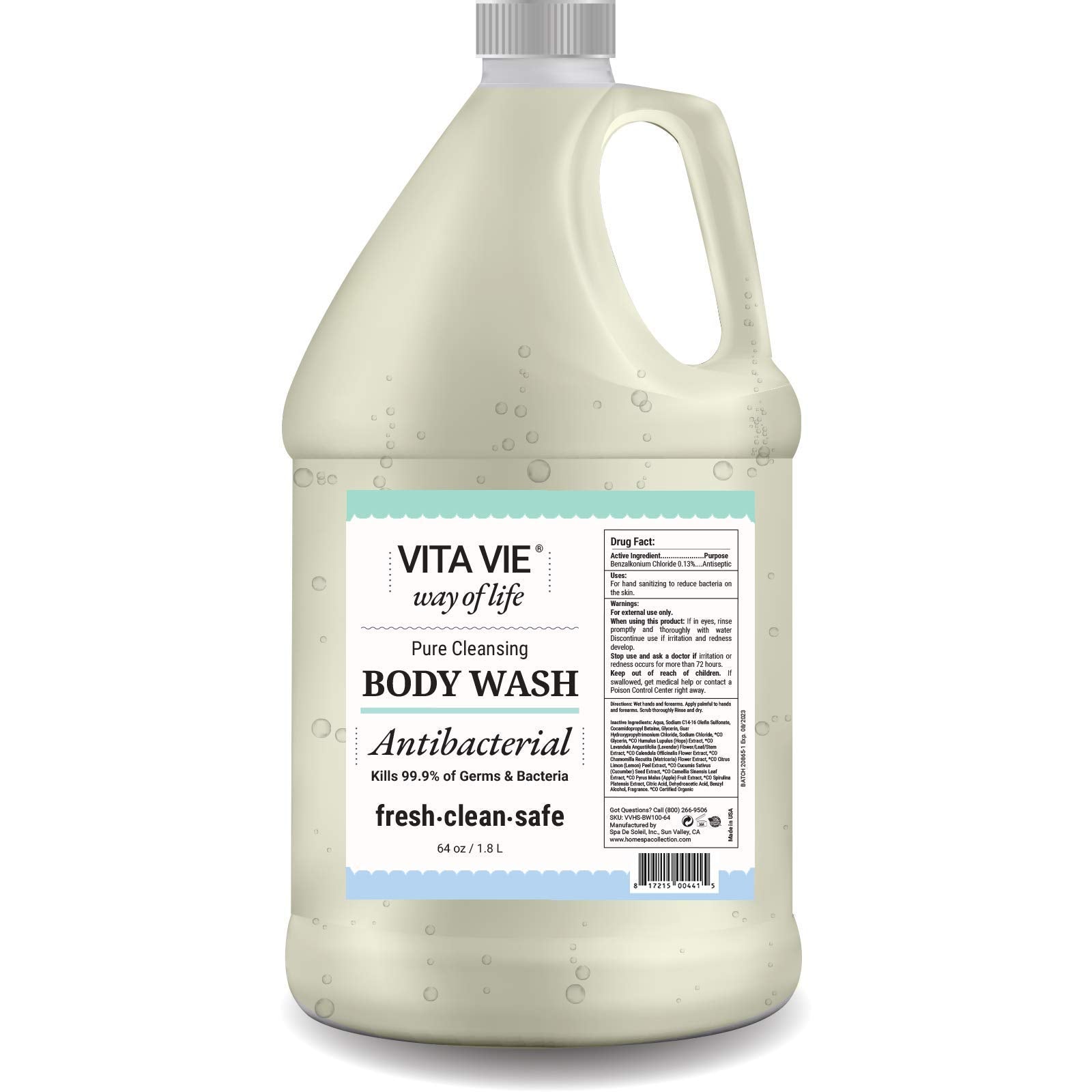 VITA VIE Body Wash Refill bottle pour with lemon scent for a refreshing cleanse.