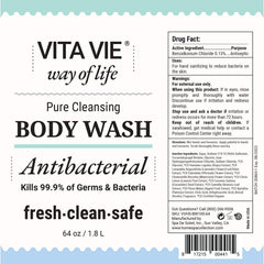 VITA VIE Body Wash Refill label view highlighting vegan, paraben-free formula.