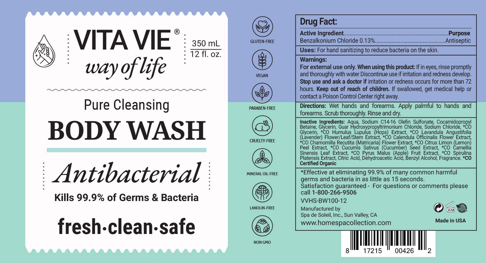 Vita Vie natural extracts close-up show witch hazel, willow bark, and tea tree for gentle care.