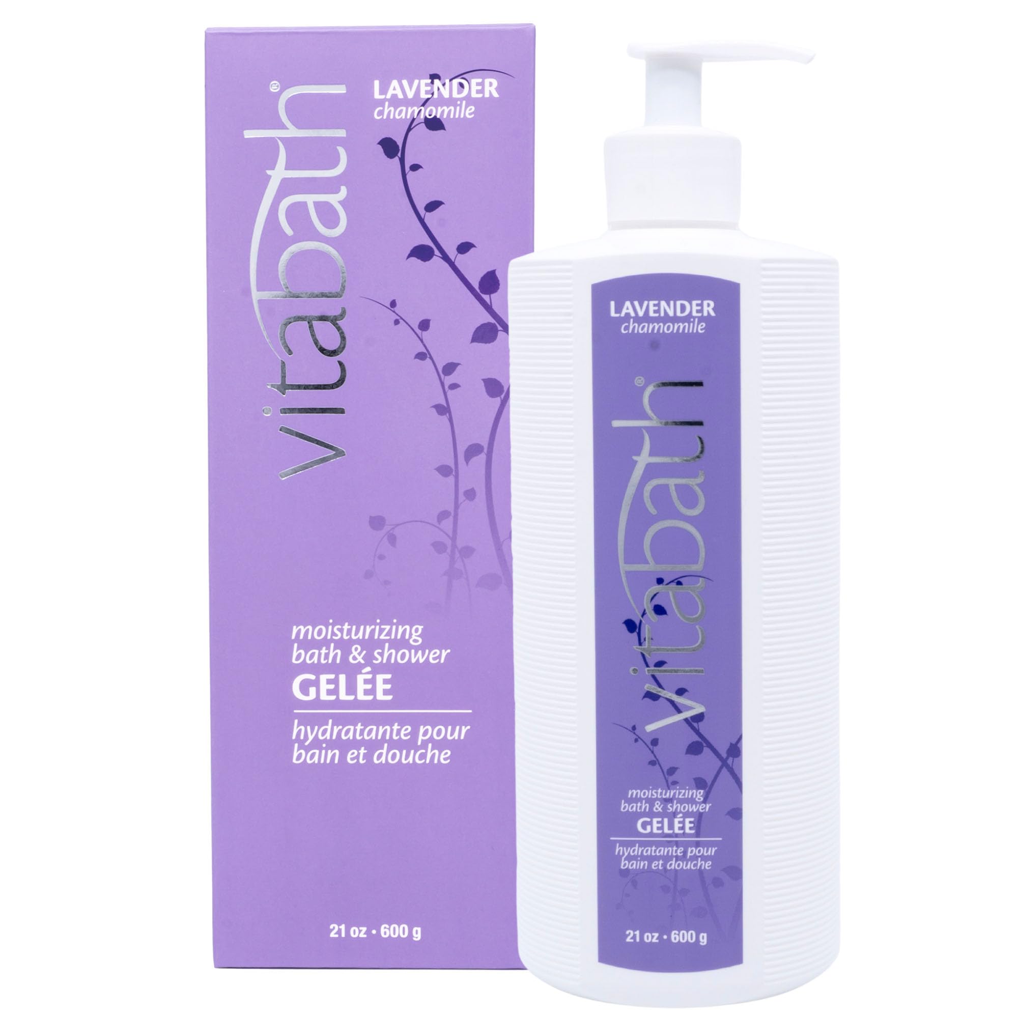 Vitabath Lavender Chamomile bath gel pour showing calming cleansing potential