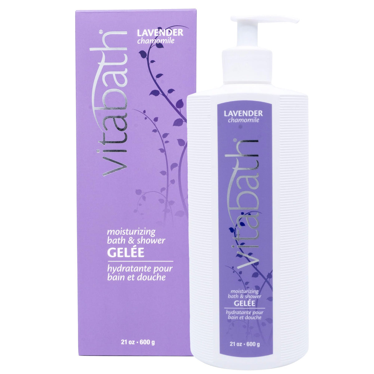 Vitabath Lavender Chamomile bath gel pour showing calming cleansing potential