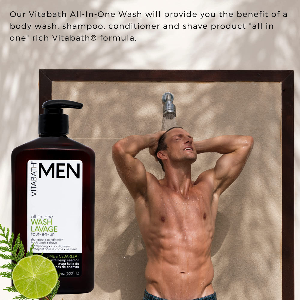 Vitabath Men Lime & Cedarleaf close-up foam highlights rich texture and skin-nourishing ingredients.