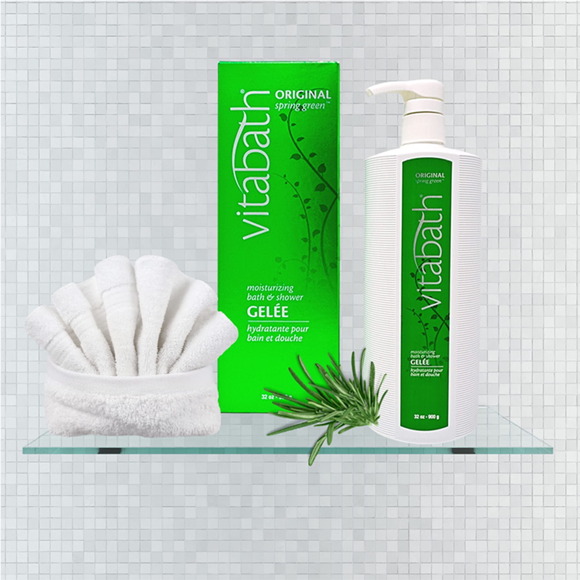 Vitabath Original Spring Green bottle label highlights gentle formula.
