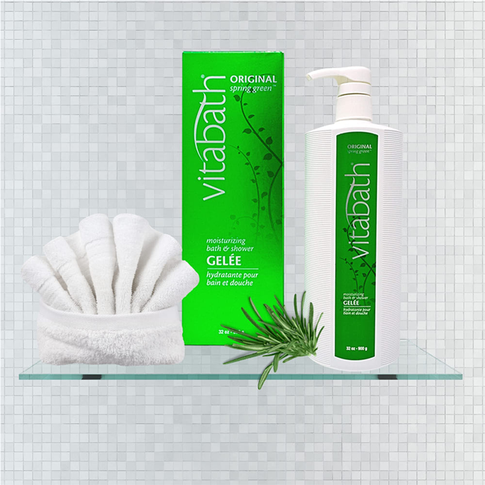 Vitabath Original Spring Green bottle label highlights gentle formula.