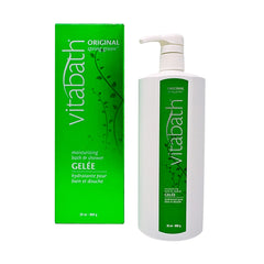 Vitabath Original Spring Green bottle being poured for a hydrating cleanse.