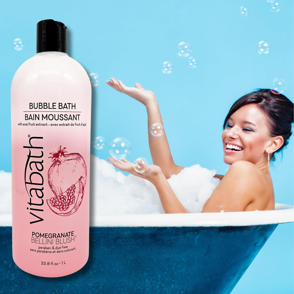 Aromas of pomegranate and citrus rise from Vitabath Pomegranate Bellini Blush