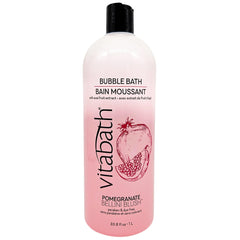 Vitabath Pomegranate Bellini Blush bubble bath being poured for a luxurious soak