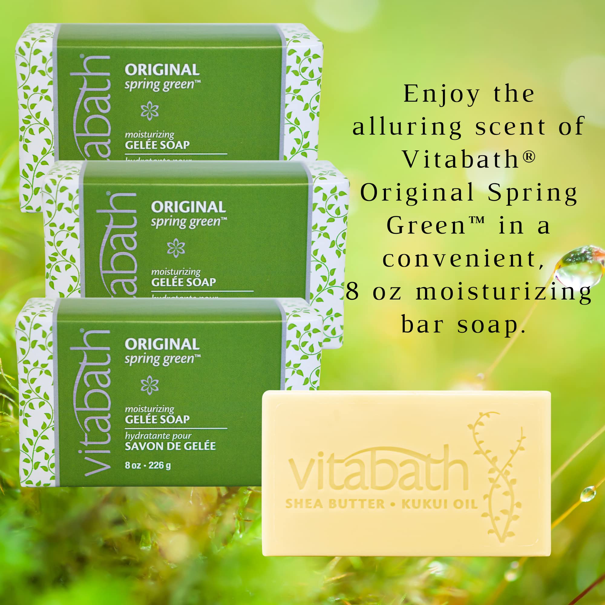 Notes of pine and rosewood with patchouli in Vitabath fragrance.