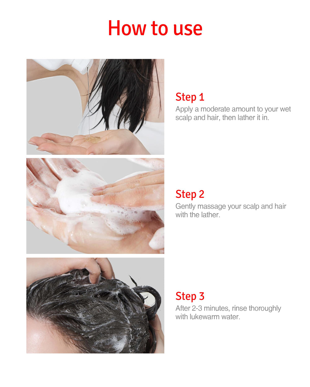 Daily scalp care routine featuring Vitabrid C12 Shampoo.