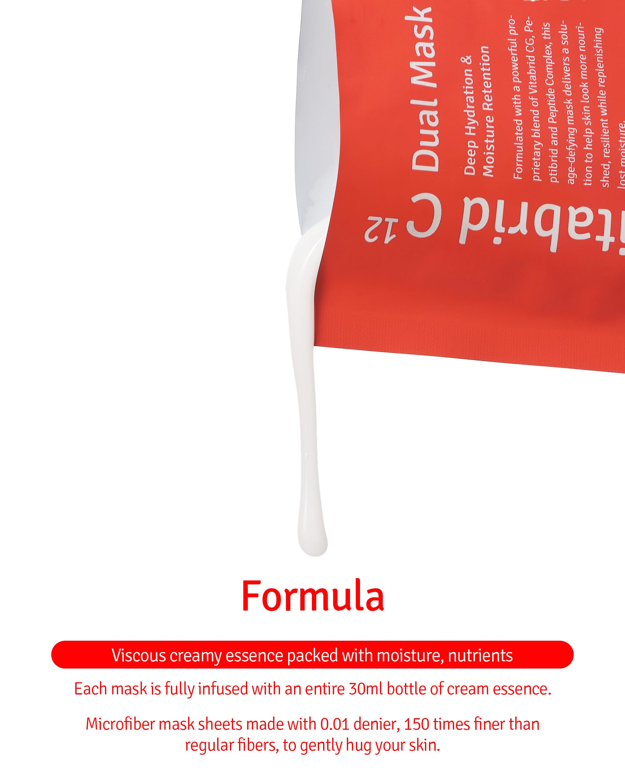Vitabrid C12 Dual Mask ingredients closeup highlighting Peptibrid and Peptide Complex
