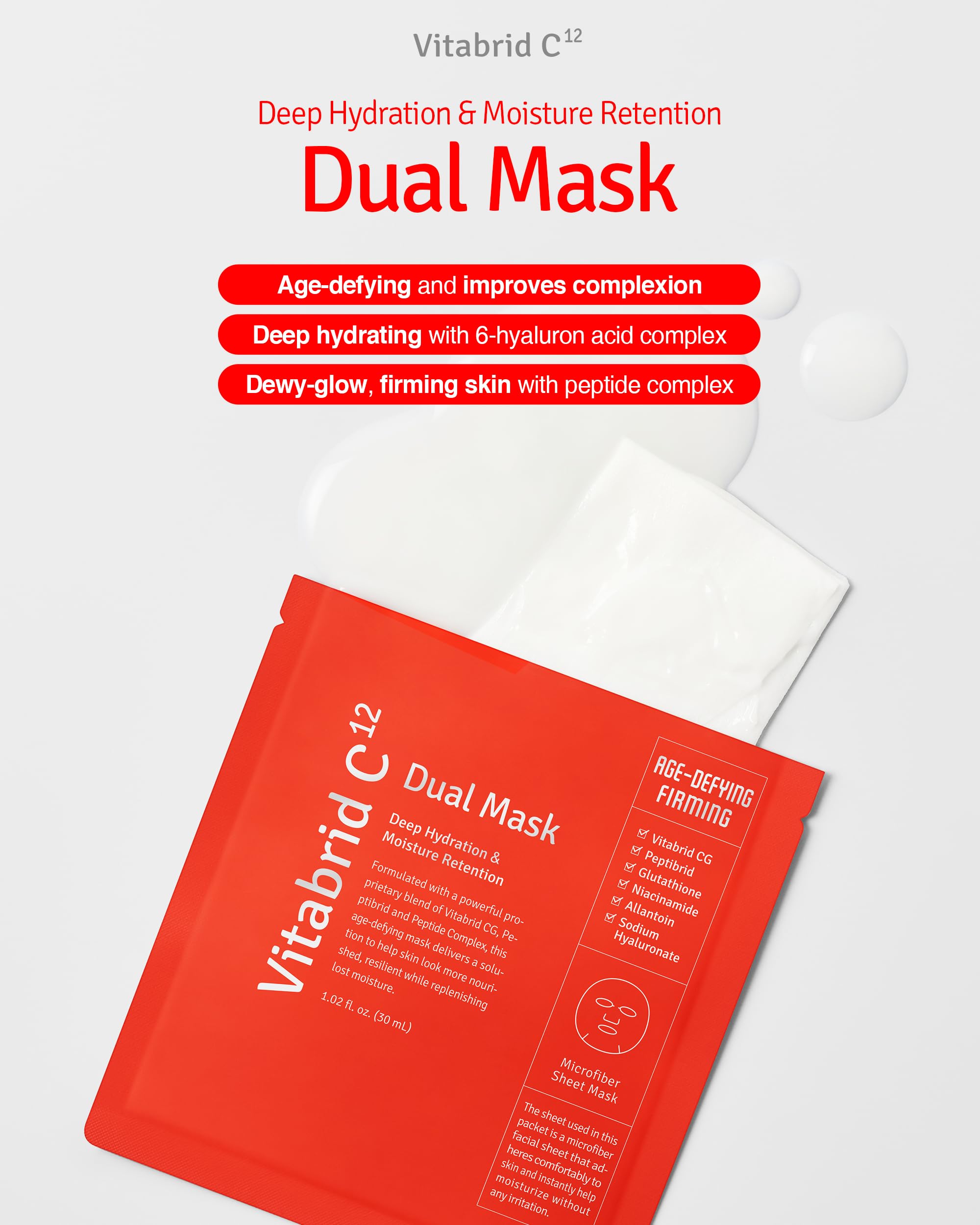 Vitabrid C12 Dual Mask sheet material closeup illustrating hypoallergenic microfiber for comfortable wear