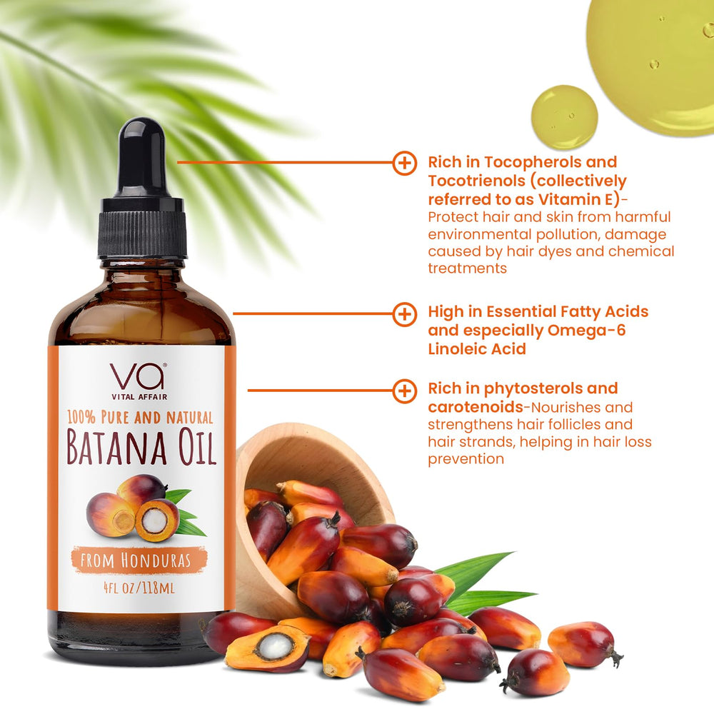 Batana Oil from Honduras for potential hair vitality and skin hydration.