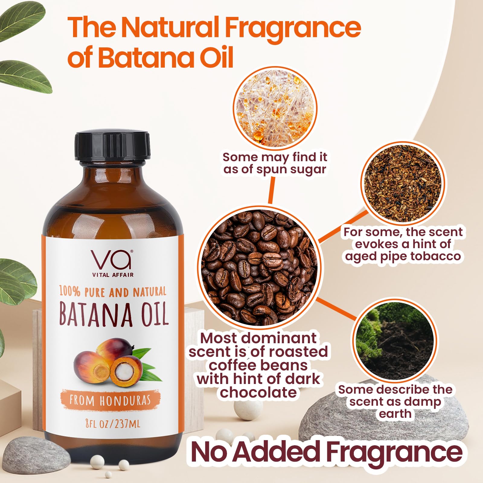 VITAL AFFAIR Batana Oil massaged into hair suggesting shinier, stronger-looking strands.