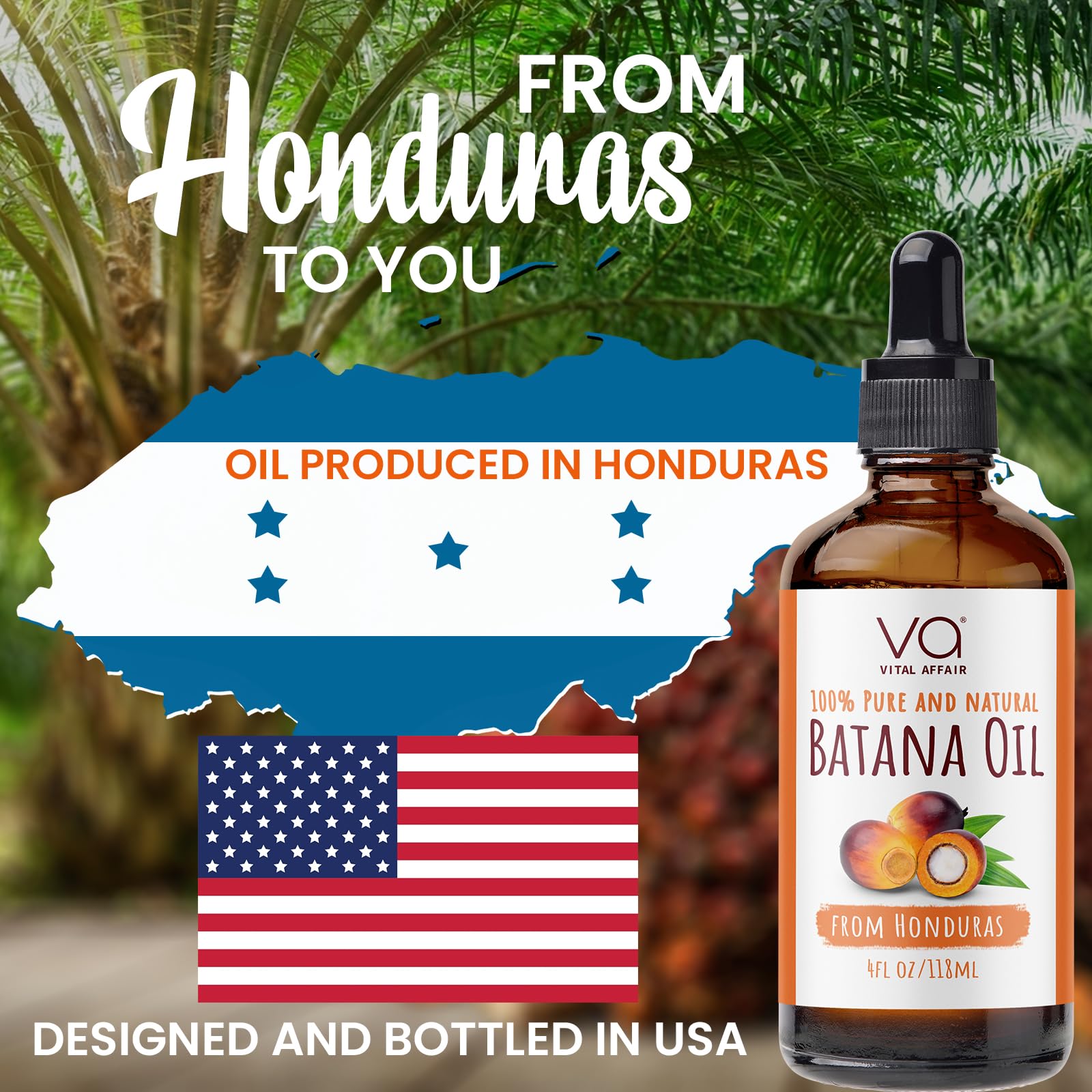 VITAL AFFAIR Batana Oil is poured for scalp nourishment and conditioning.