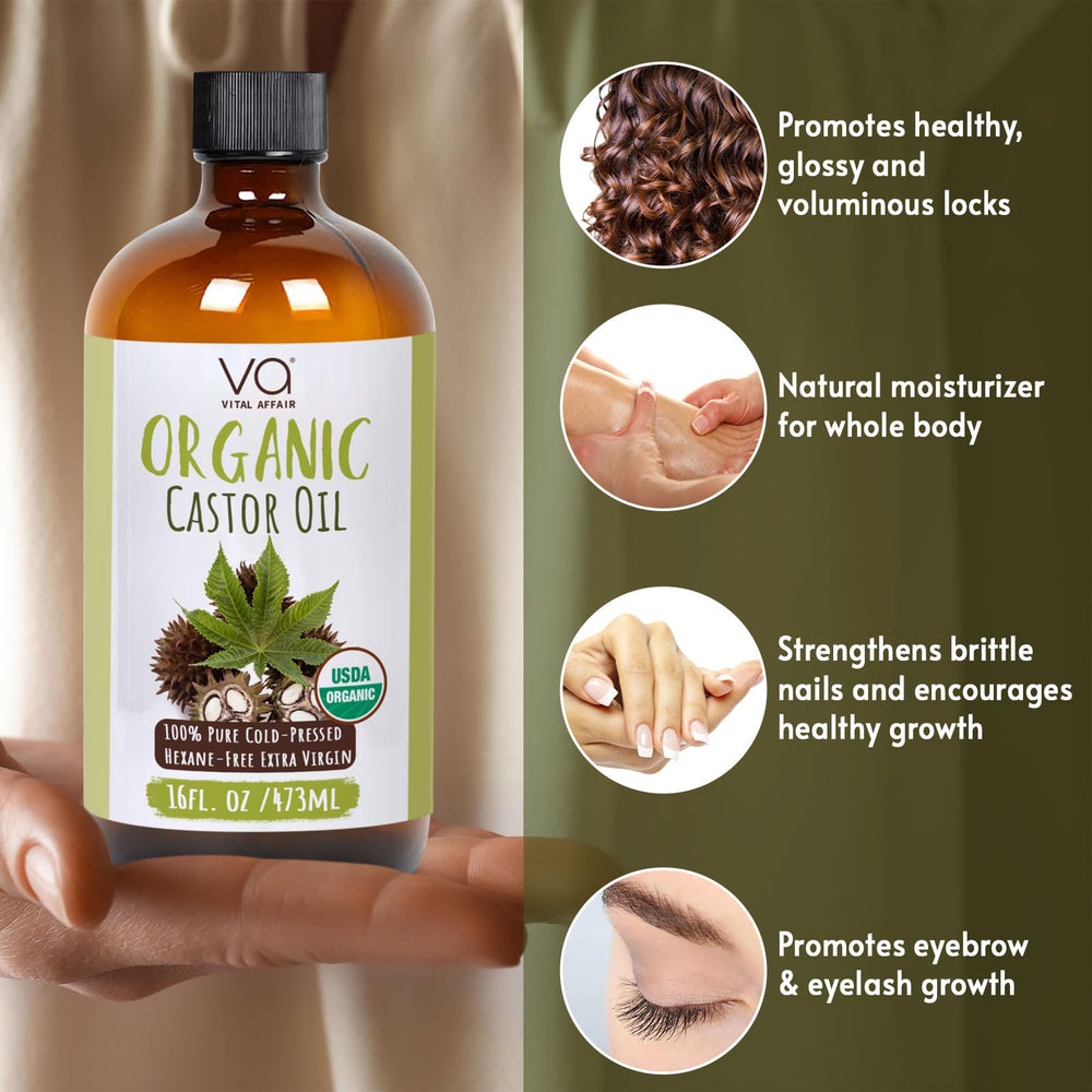 VITAL AFFAIR castor oil nourishes eyelashes and eyebrows for enhanced definition.